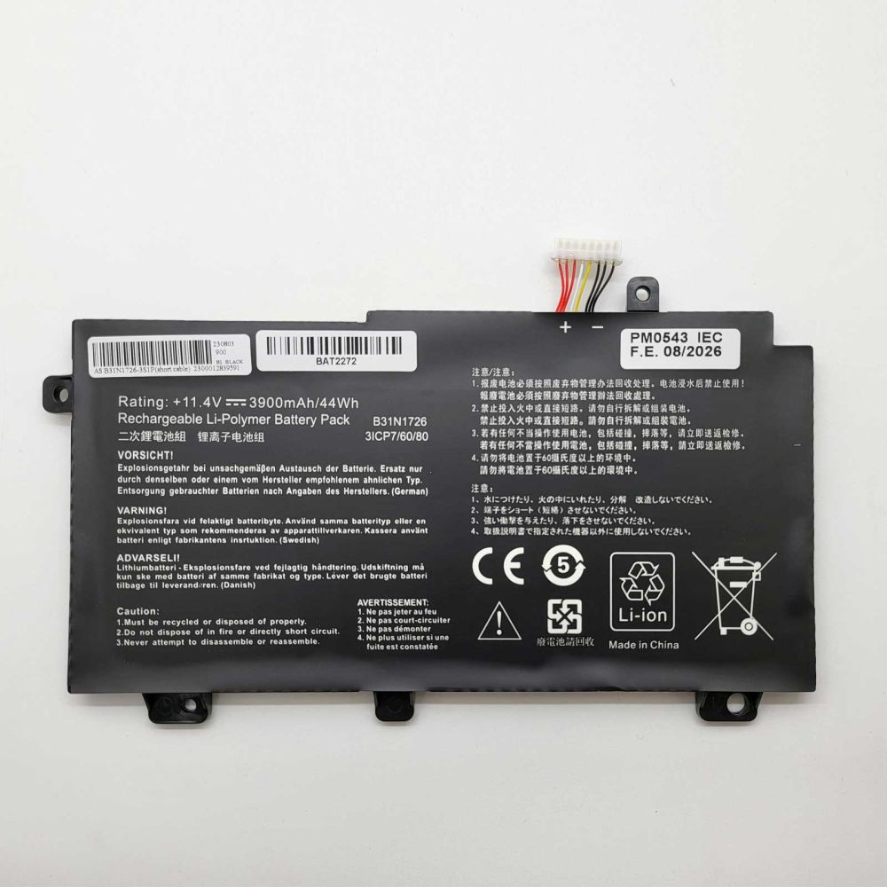 Bateria Compatible para Asus P/N: B31N1726 Li-Ion 11,4v 3900mAh