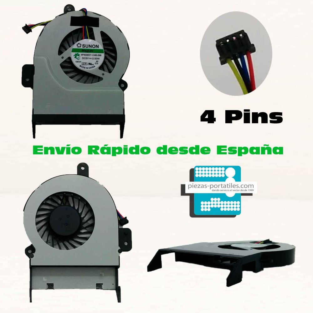 Fan Ventilador para Asus K55vm R500v X45c (Thickness:9-10mm) 4 Pins 
