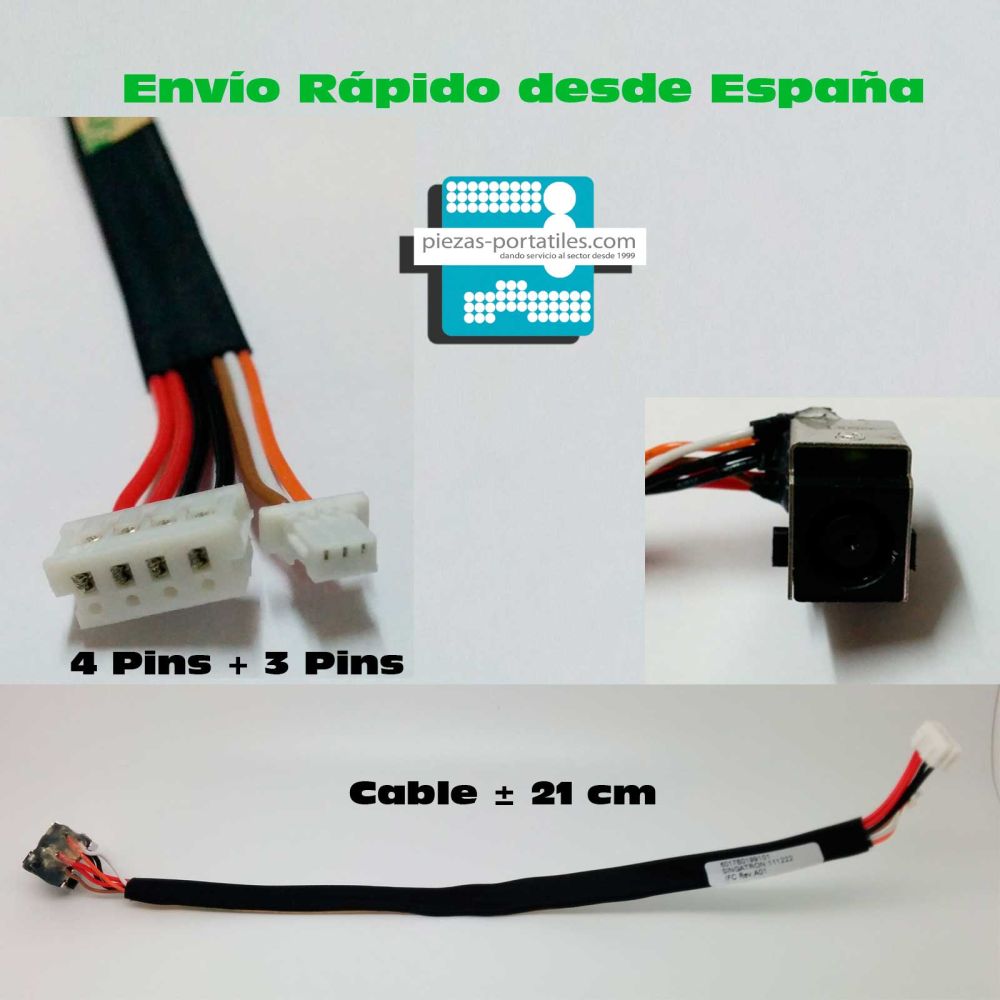 Conector con Cable DC Jack para HP PROBOOK 4510, 4510S PJ312 Ver Fotos!!!