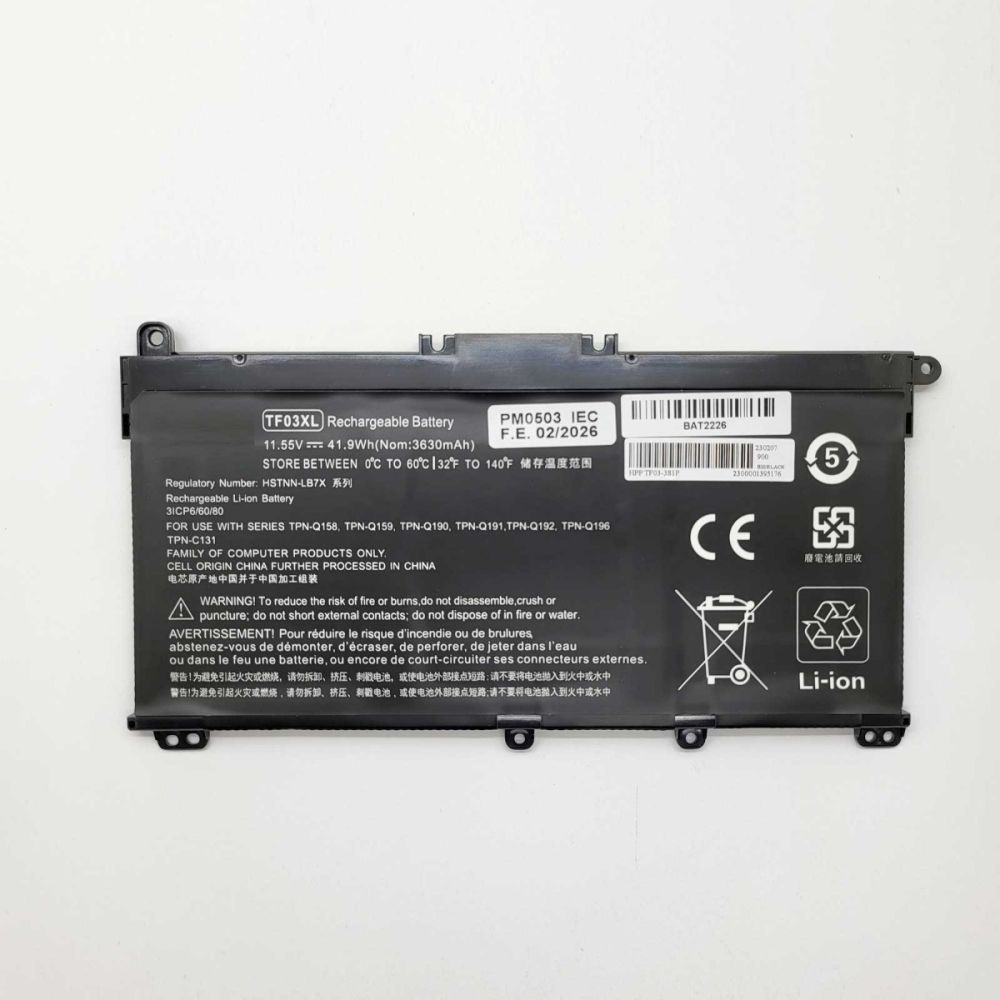 Batería Compatible para HP P/N: TF03XL Li-ion 11,55v 3630mAh 