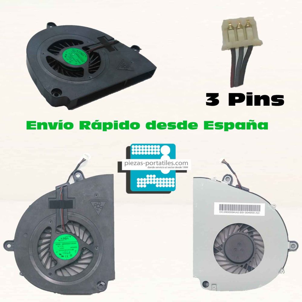 Fan Ventilador Compatible para Packard Bell Easynote LS33SB 3 Pins 