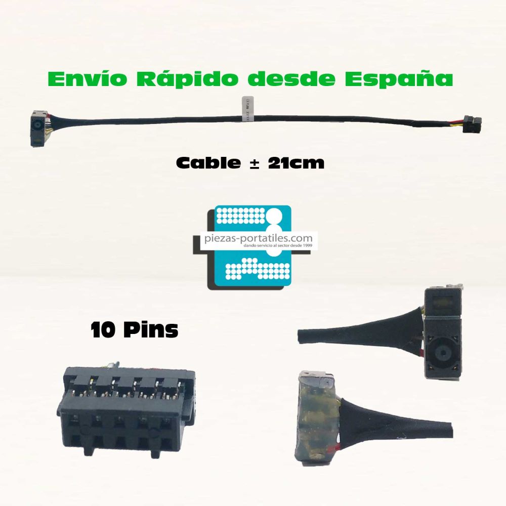 Conector DC Jack con cable para HP Pavilion 15 15-E041 E026 10 Pins 