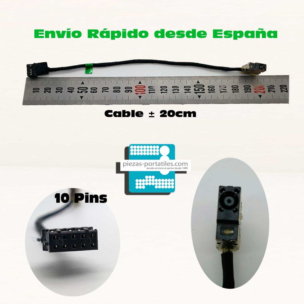Conector DC Jack con cable para HP Envy 17-J053EA 10 Pins 